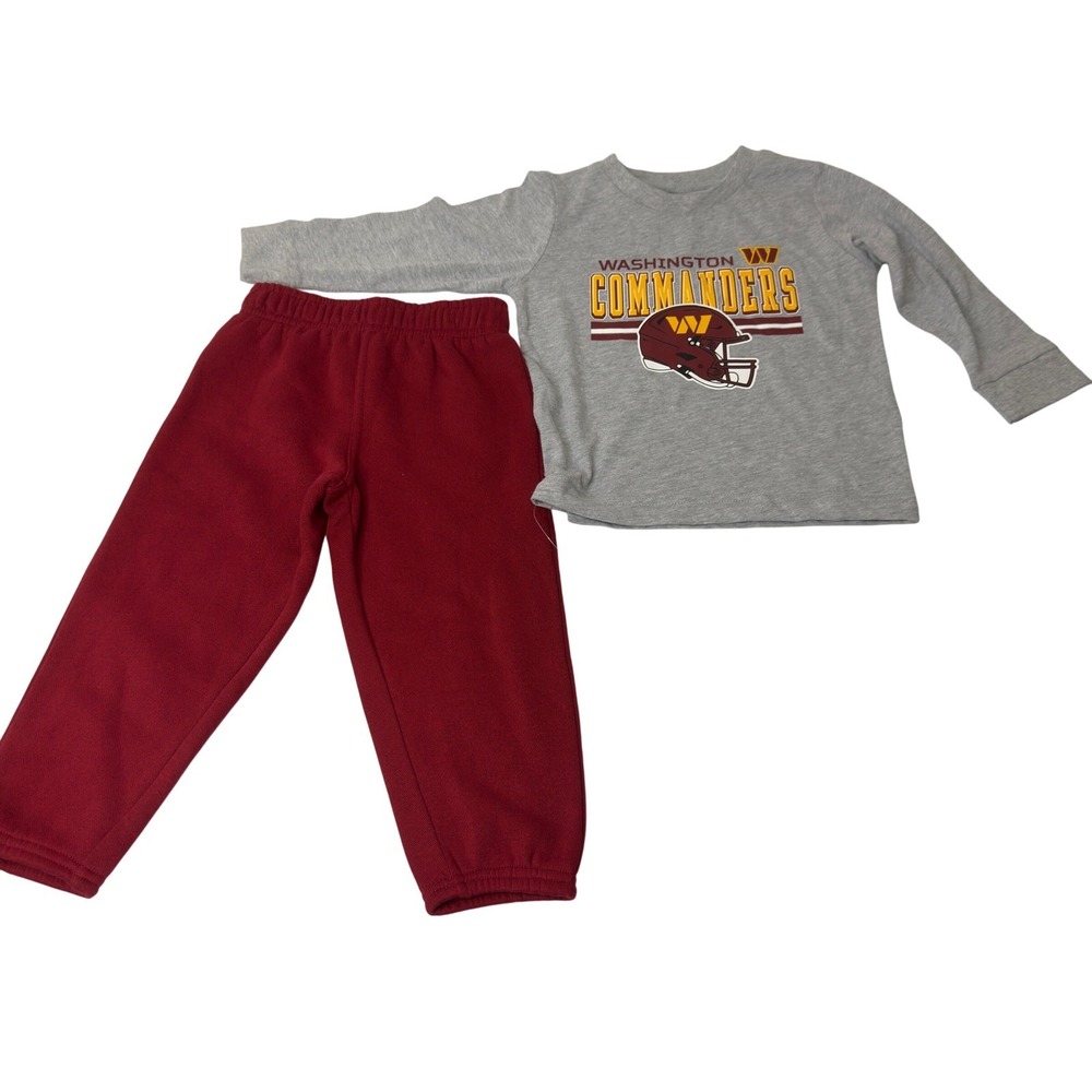 NFL Washington Commanders 2 Piece Set Grey Burgundy New Kids 2T - Picture 1 of 8